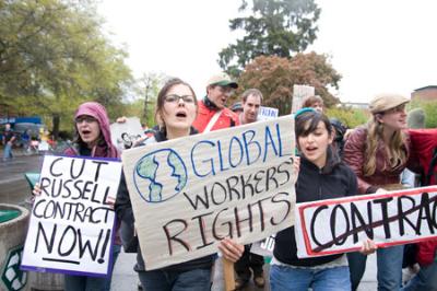 University of Oregon students protest Russell contract. Photo: Dave Martinez, Oregon Daily Emerald